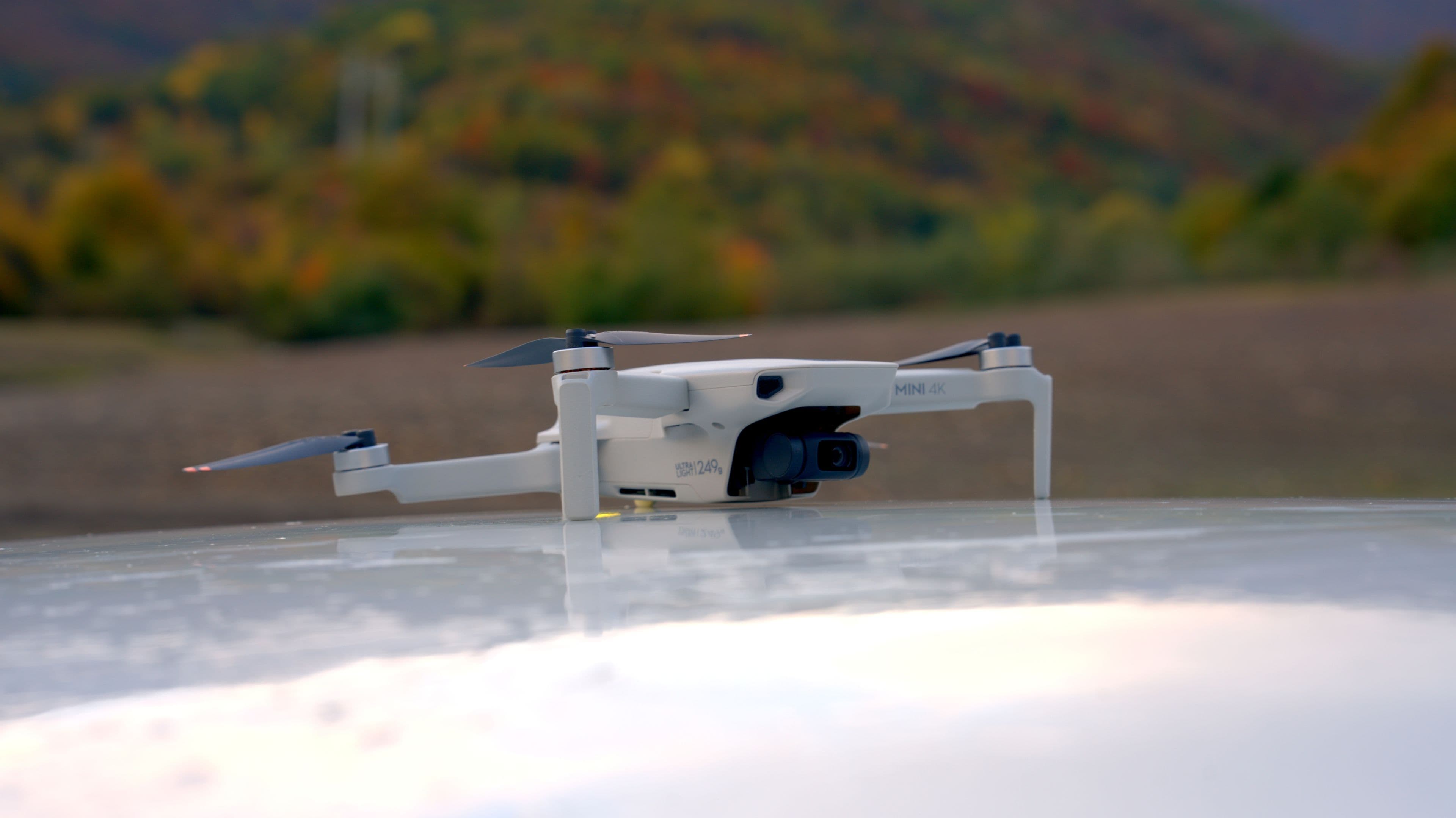 Drone just landed on the car roof to avoid the storm
